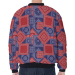 Bandanna Patchwork Pattern Print Zip Sleeve Bomber Jacket