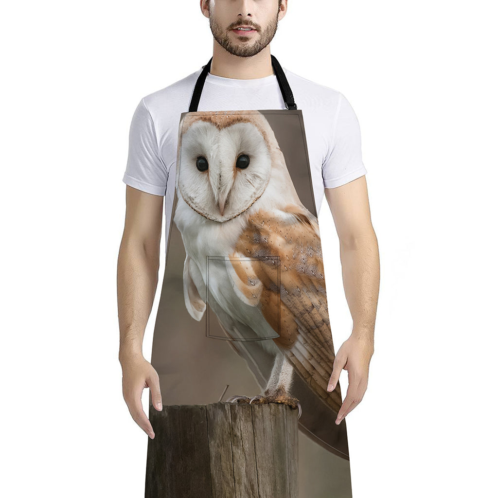 Barn Owl Print Bib Apron With Pocket