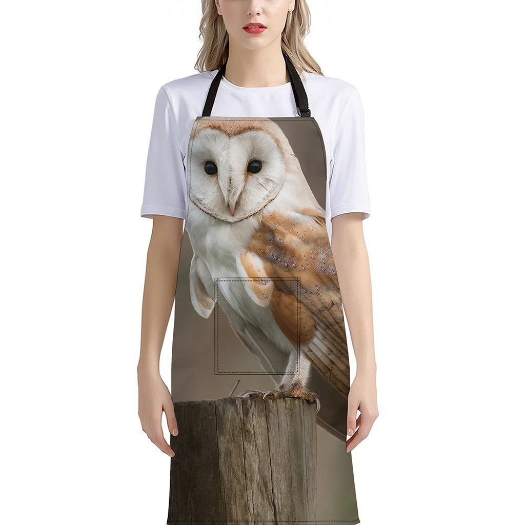 Barn Owl Print Bib Apron With Pocket