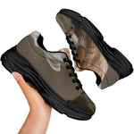 Barn Owl Print Black Chunky Shoes