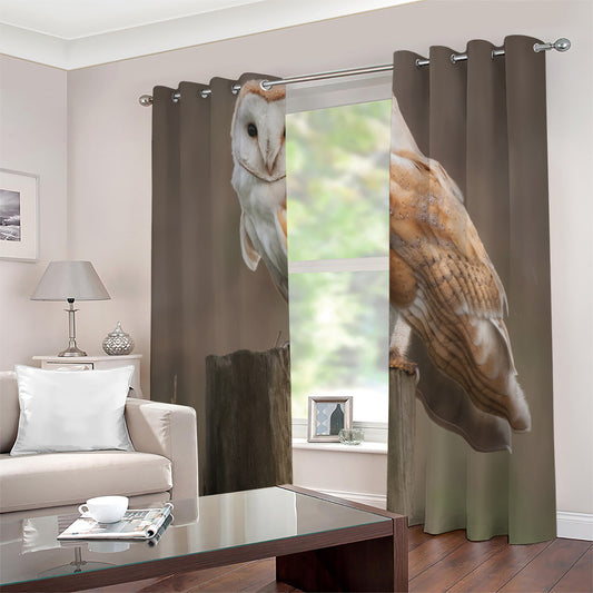 Barn Owl Print Blackout Grommet Curtains