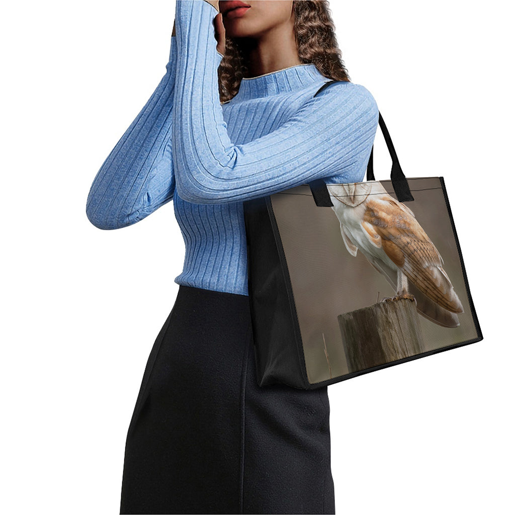 Barn Owl Print Canvas Tote Bag