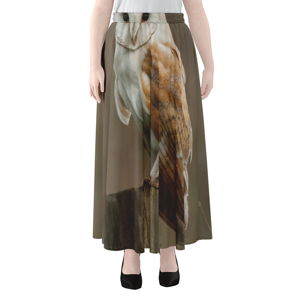 Barn Owl Print Chiffon Maxi Skirt