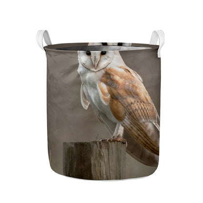 Barn Owl Print Collapsible Laundry Basket