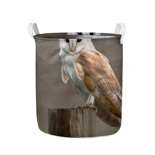 Barn Owl Print Collapsible Laundry Basket