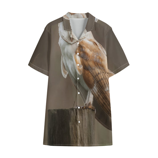 Barn Owl Print Cotton Hawaiian Shirt