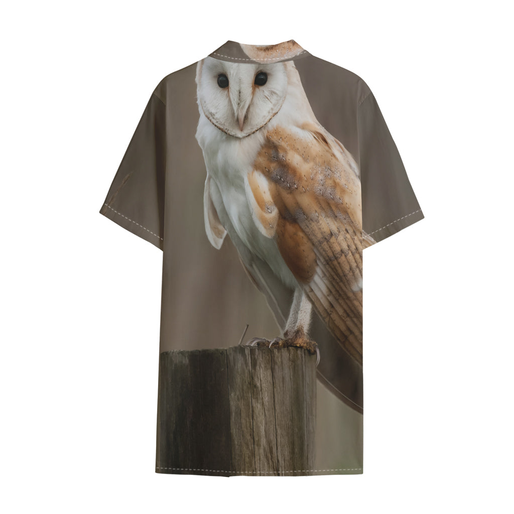 Barn Owl Print Cotton Hawaiian Shirt