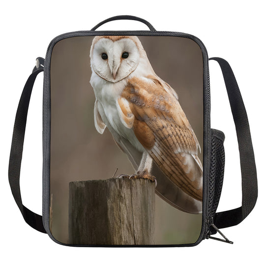 Barn Owl Print Crossbody Lunch Bag