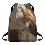 Barn Owl Print Drawstring Backpack