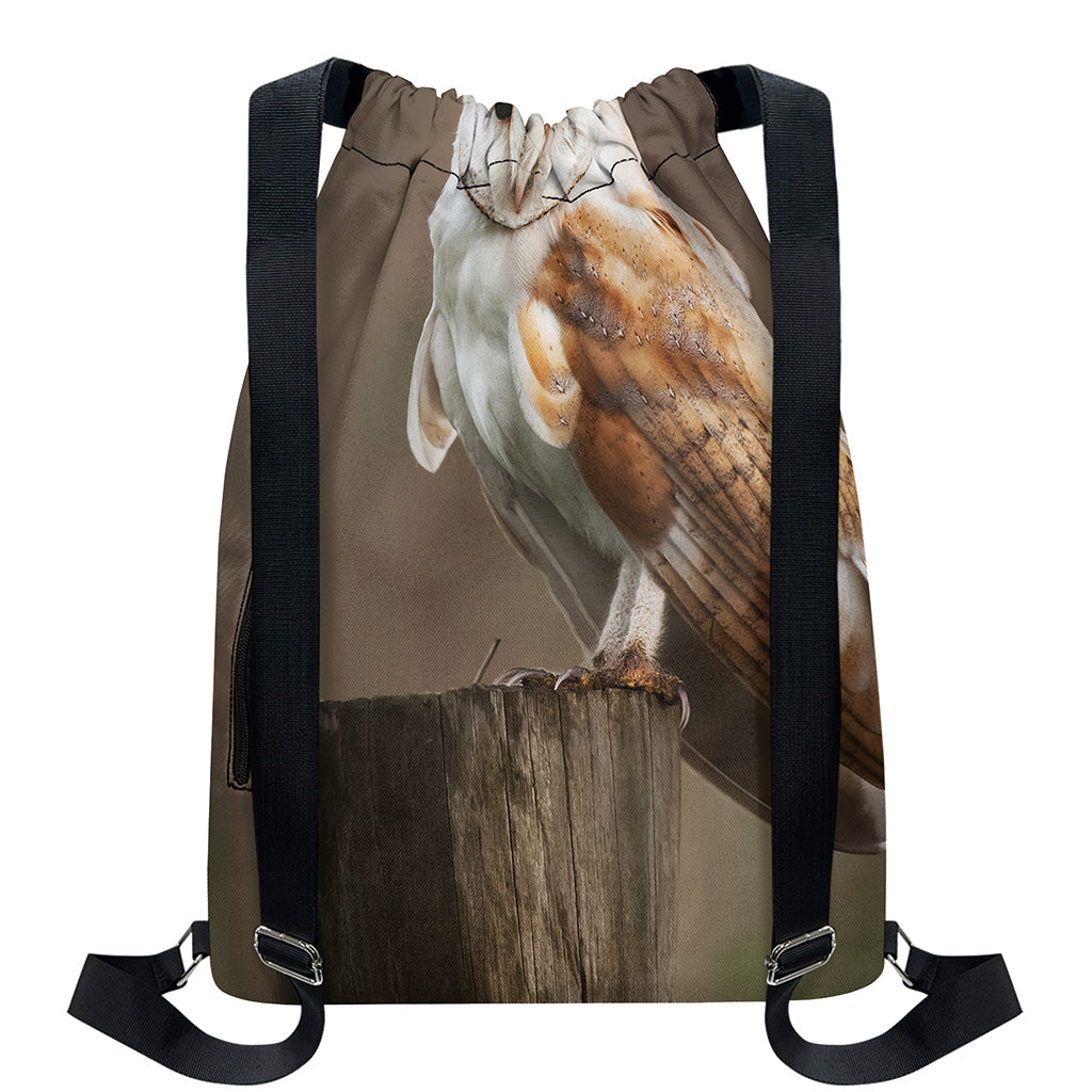 Barn Owl Print Drawstring Backpack