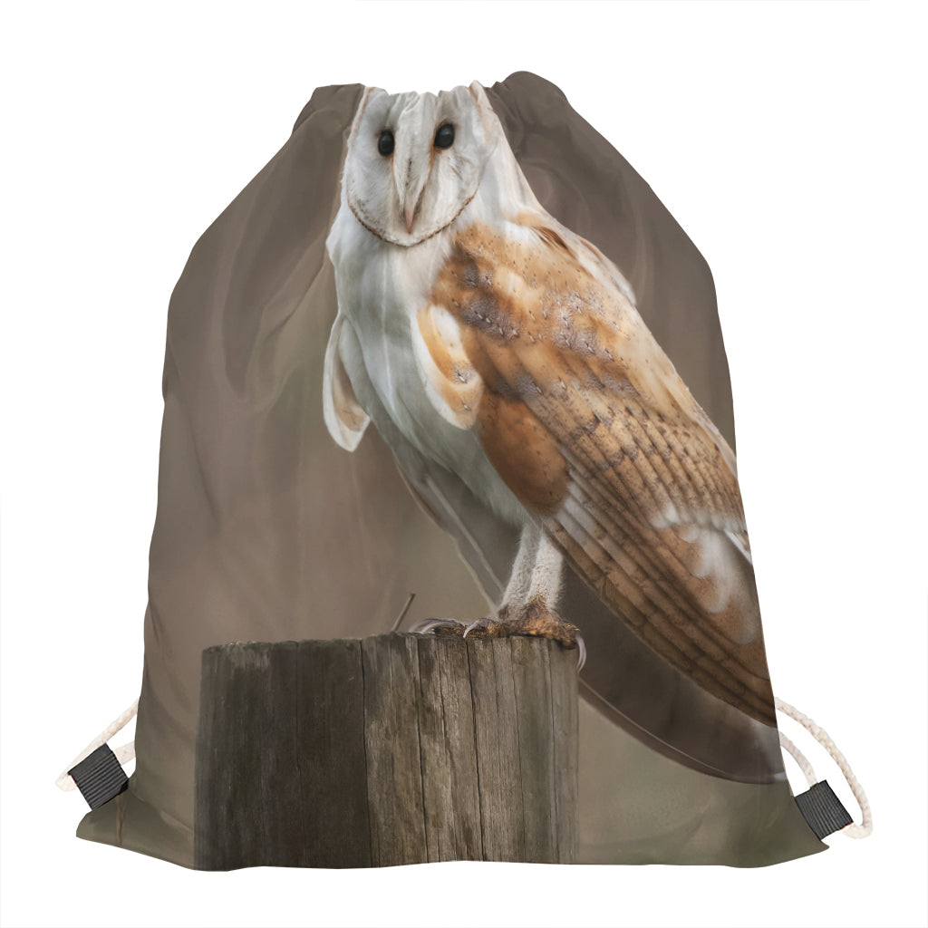 Barn Owl Print Drawstring Bag