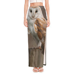Barn Owl Print High Slit Maxi Skirt
