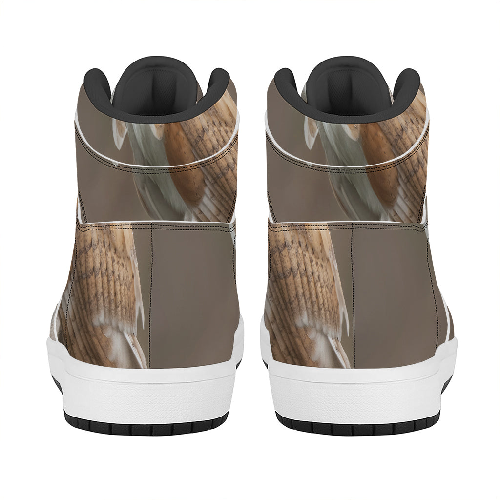 Barn Owl Print High Top Leather Sneakers