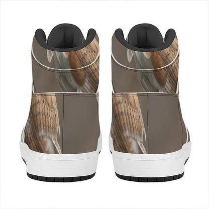 Barn Owl Print High Top Leather Sneakers