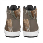 Barn Owl Print High Top Leather Sneakers
