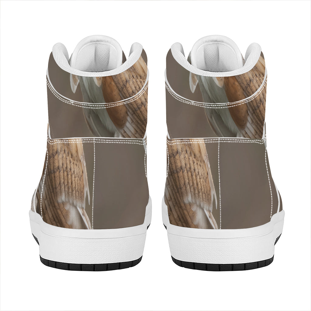 Barn Owl Print High Top Leather Sneakers