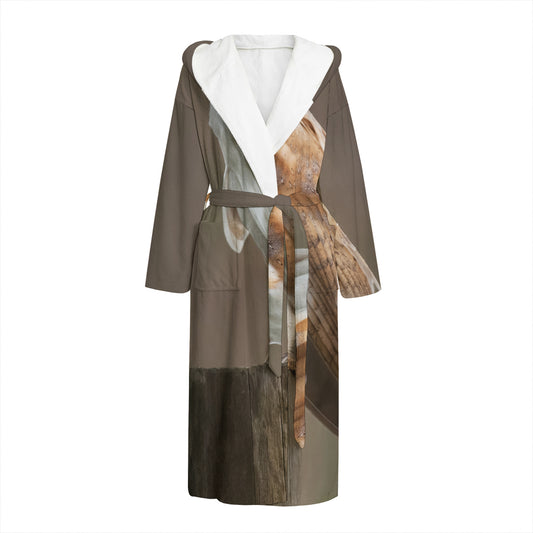 Barn Owl Print Hooded Bathrobe