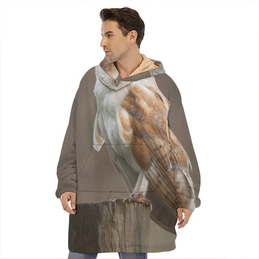 Barn Owl Print Hoodie Blanket