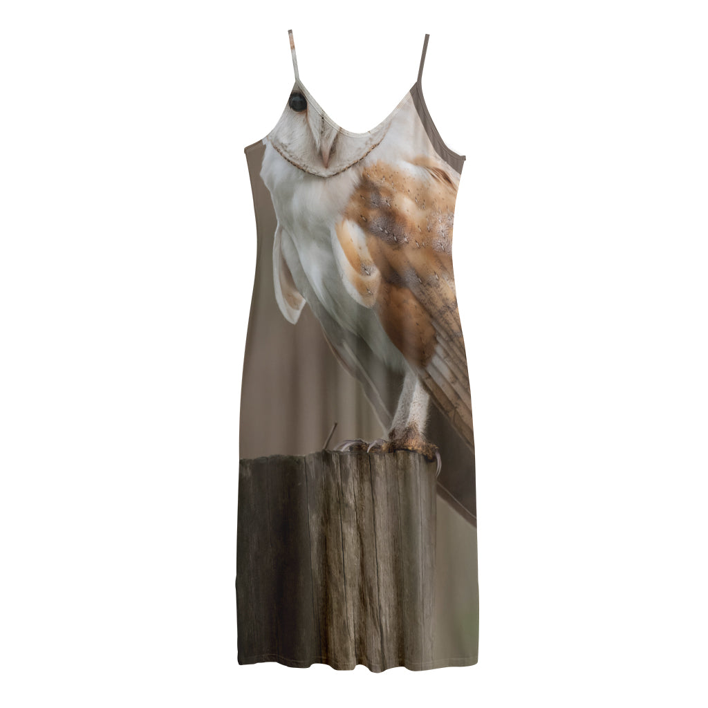 Barn Owl Print Jersey Midi Cami Dress