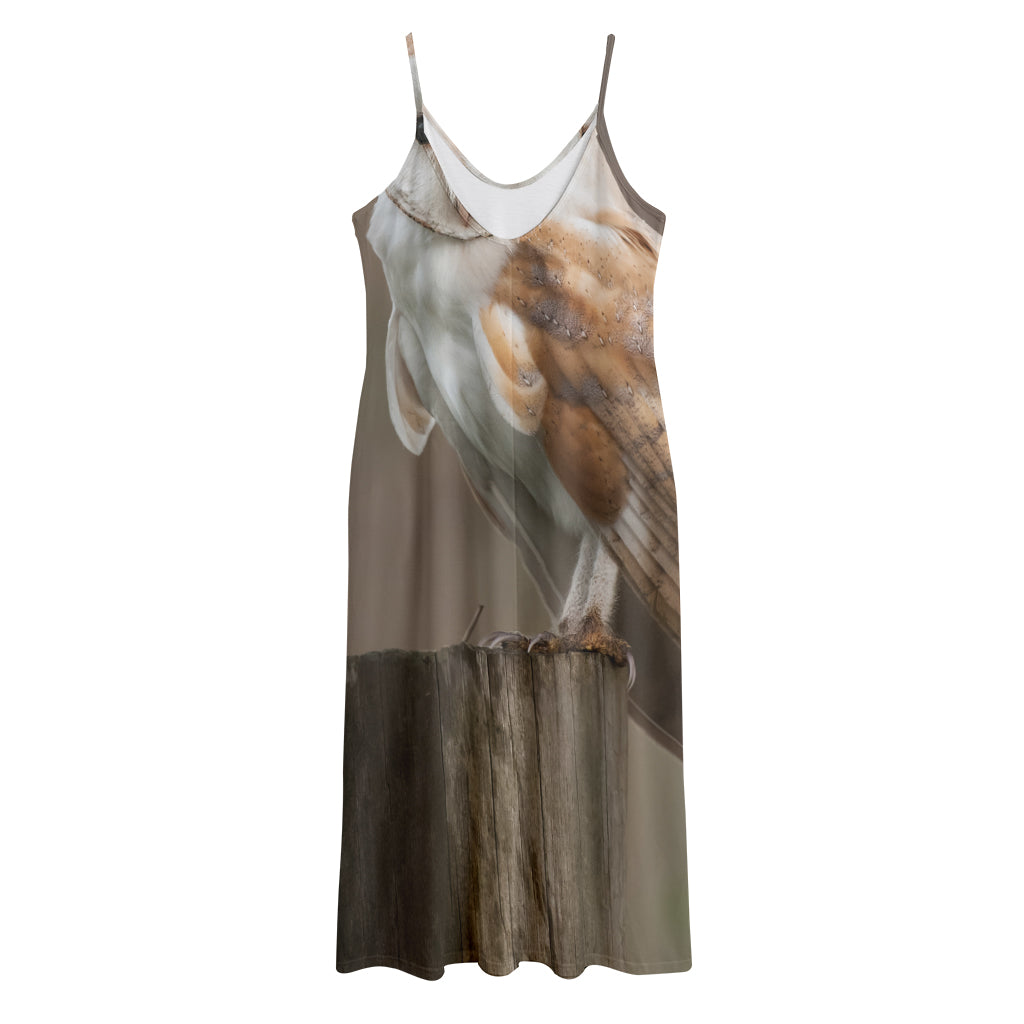 Barn Owl Print Jersey Midi Cami Dress
