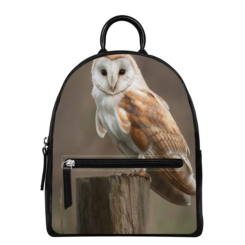 Barn Owl Print Leather Backpack
