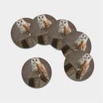 Barn Owl Print Leather Coaster Set