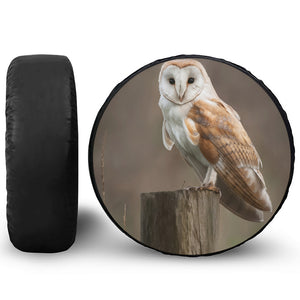 Barn Owl Print Leather Spare Tire Cover