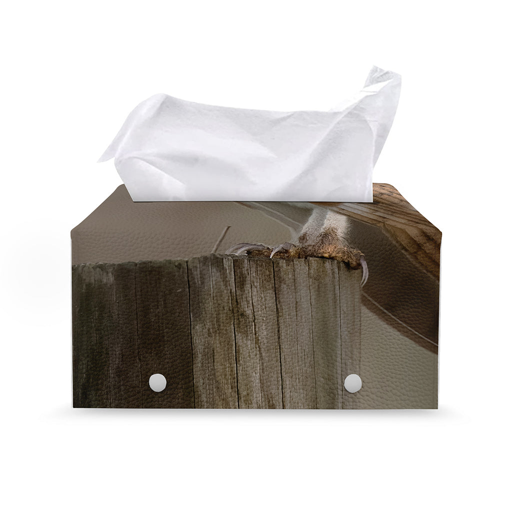 Barn Owl Print Leather Tissue Box Cover