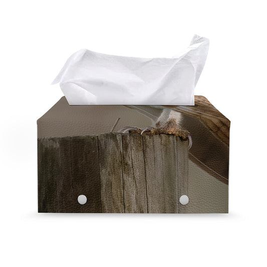 Barn Owl Print Leather Tissue Box Cover