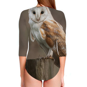 Barn Owl Print Long Sleeve Swimsuit