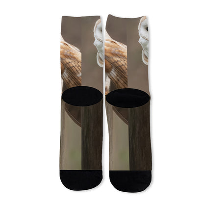 Barn Owl Print Long Socks