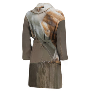 Barn Owl Print Men's Bathrobe