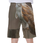 Barn Owl Print Men's Beach Shorts