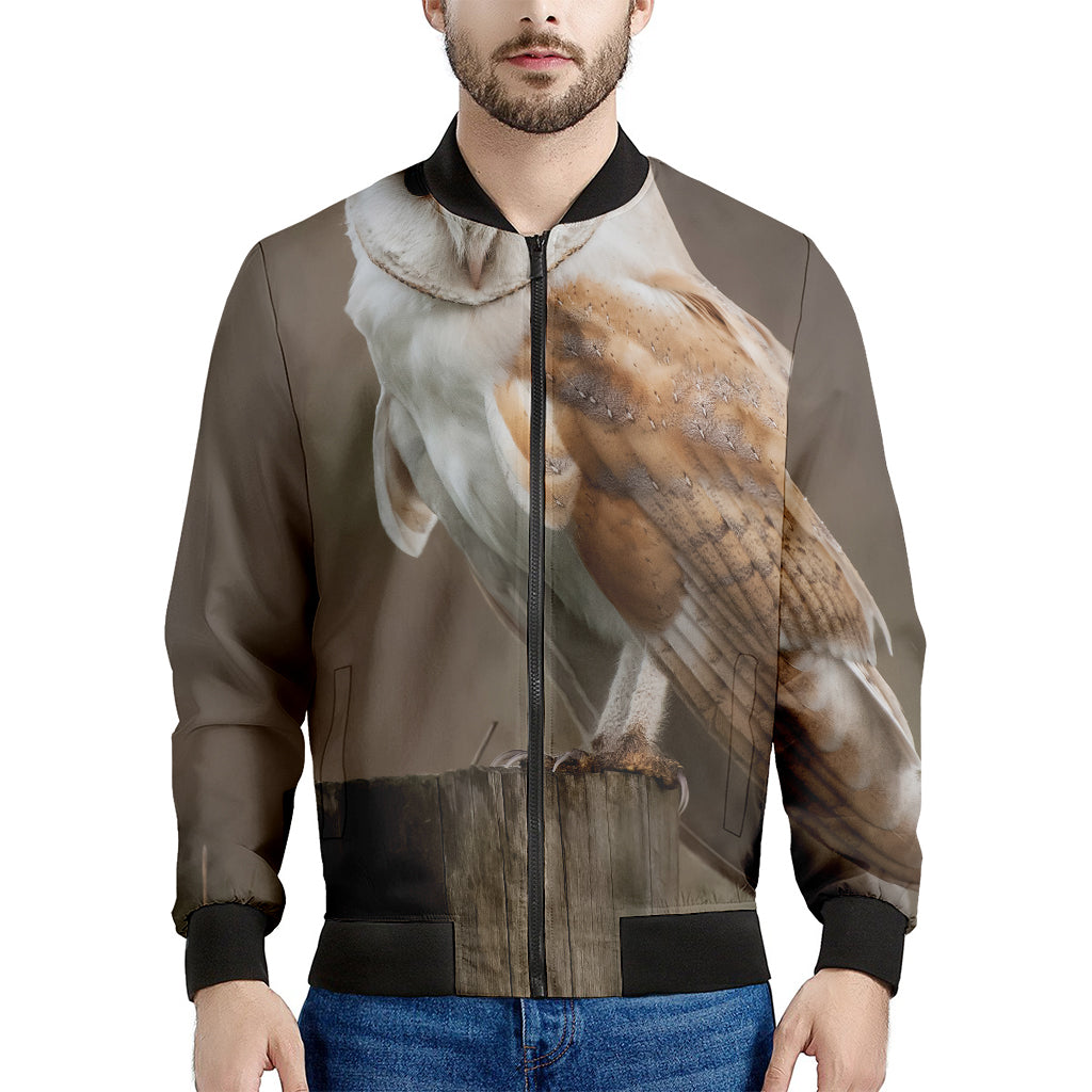 Barn Owl Print Men's Bomber Jacket