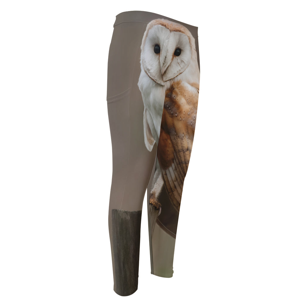 Barn Owl Print Men's Compression Pants