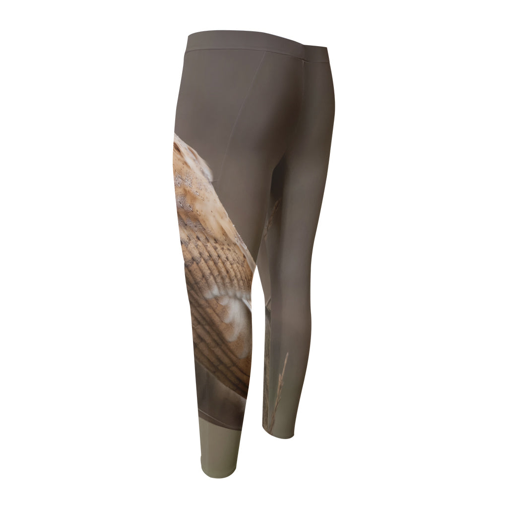 Barn Owl Print Men's Compression Pants
