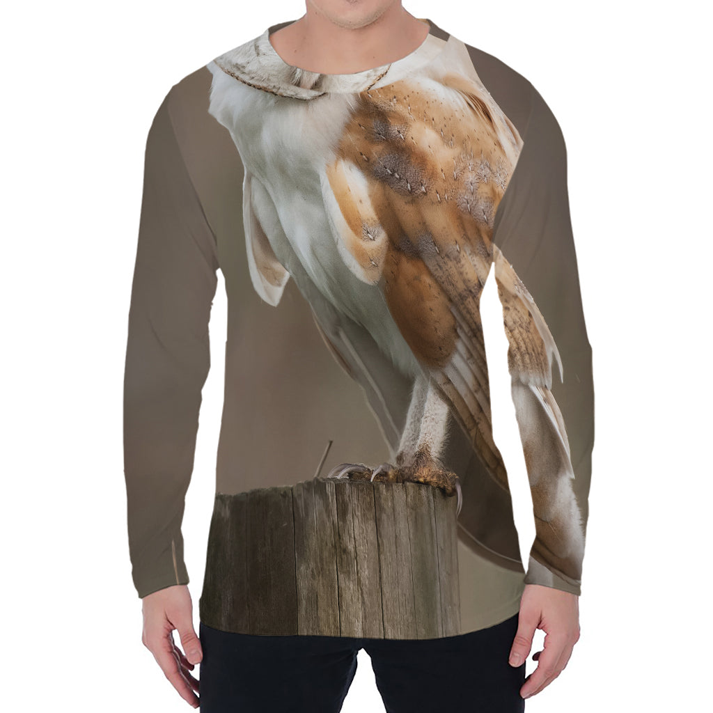 Barn Owl Print Men's Long Sleeve T-Shirt