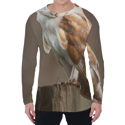Barn Owl Print Men's Long Sleeve T-Shirt