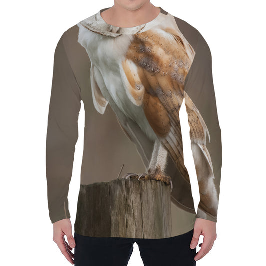 Barn Owl Print Men's Long Sleeve T-Shirt