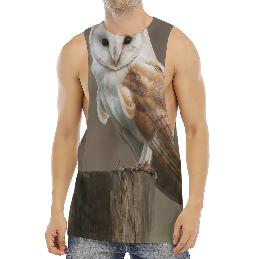 Barn Owl Print Men's Muscle Tank Top