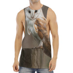 Barn Owl Print Men's Muscle Tank Top