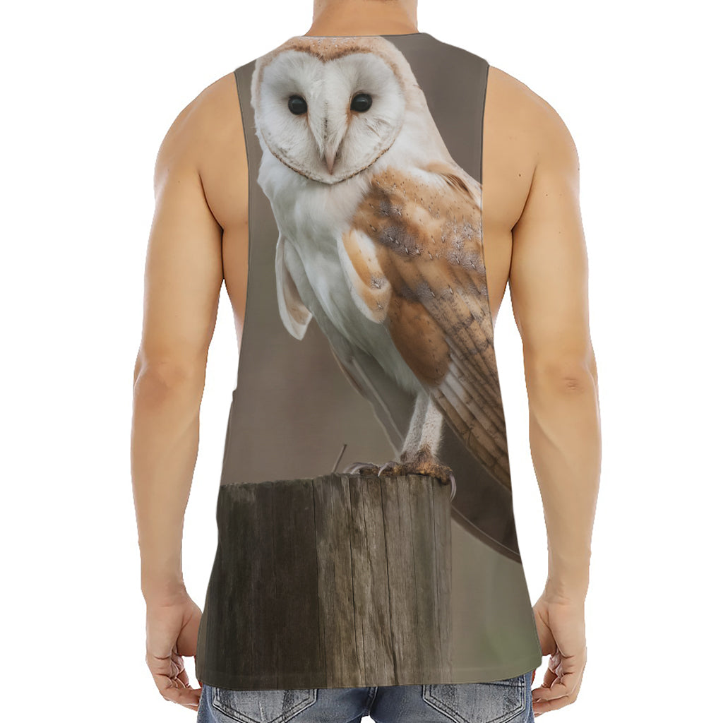 Barn Owl Print Men's Muscle Tank Top