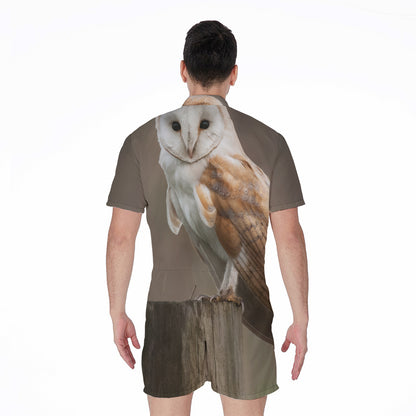 Barn Owl Print Men's Rompers
