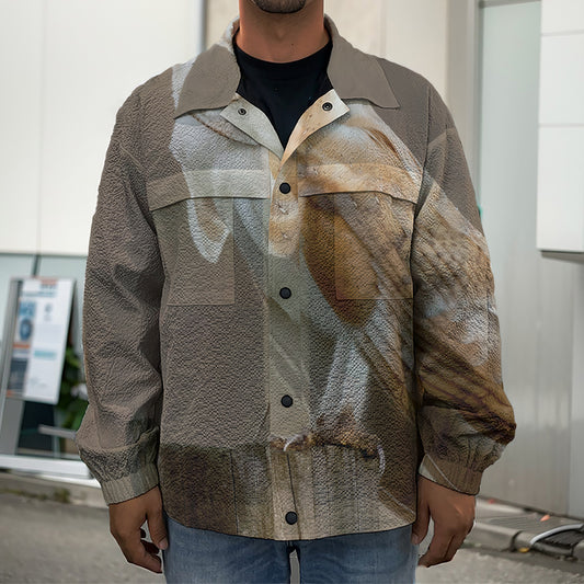 Barn Owl Print Men's Shirt Jacket