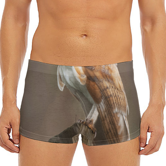 Barn Owl Print Men's Short Boxer Briefs