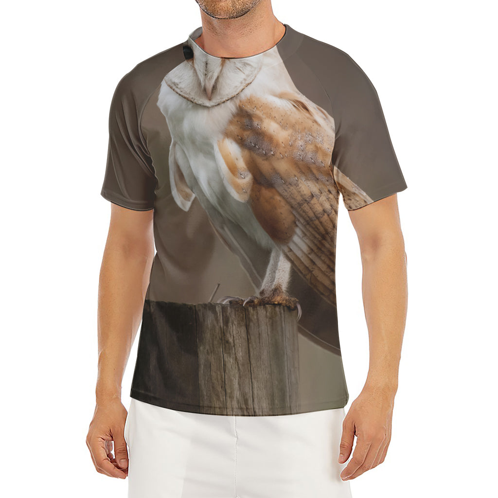 Barn Owl Print Men's Short Sleeve Rash Guard