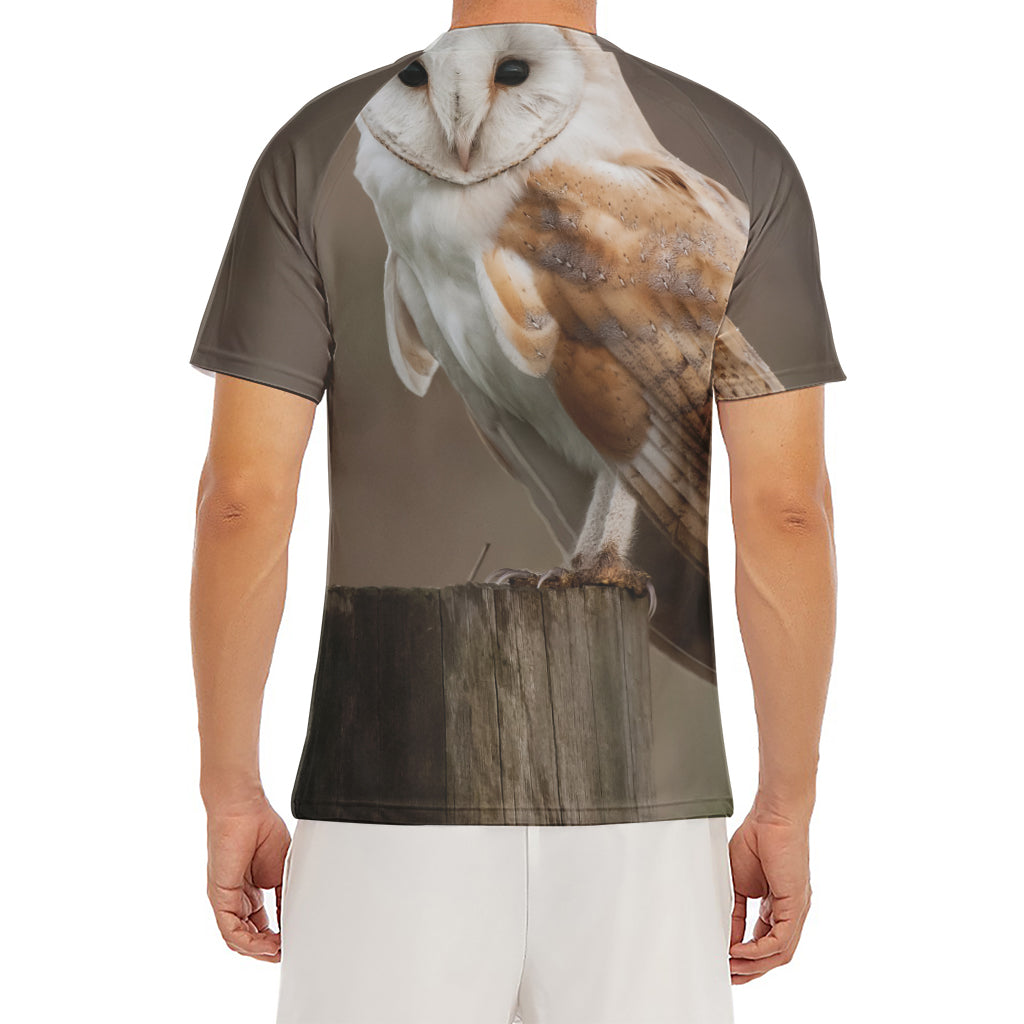 Barn Owl Print Men's Short Sleeve Rash Guard