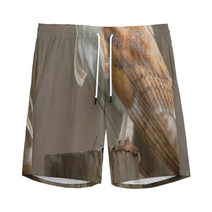 Barn Owl Print Men's Sports Shorts
