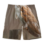 Barn Owl Print Men's Swim Trunks