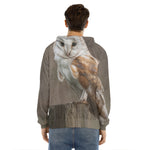 Barn Owl Print Men's Velvet Pullover Hoodie